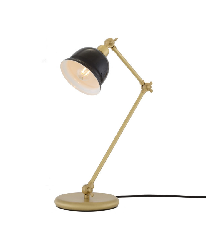 Nico Table Lamp Satin Brass Black Shade