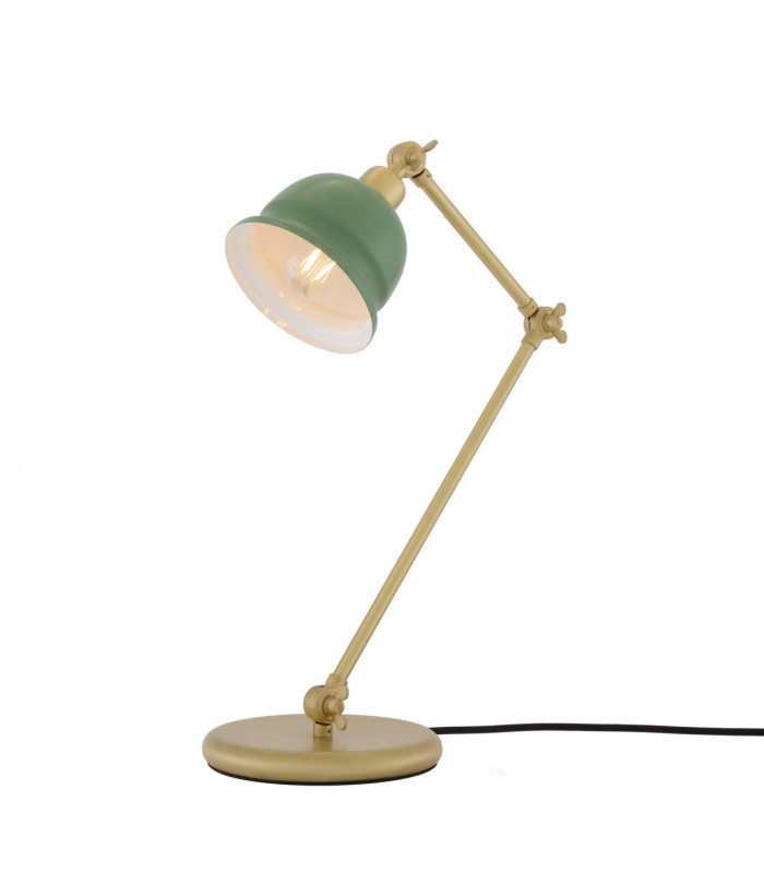 Nico Table Lamp Satin Brass Sage Green Shade