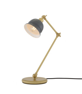 Nico Table Lamp Satin Brass Grey Shade