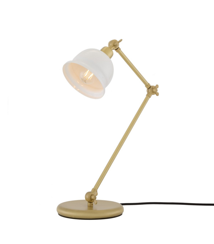 Nico Table Lamp Satin Brass White Shade