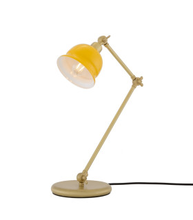 Nico Table Lamp Satin Brass Yellow Shade