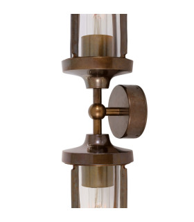 Clayton Outdoor Double Wall Light Antique Brass Clear Glass IP54-2