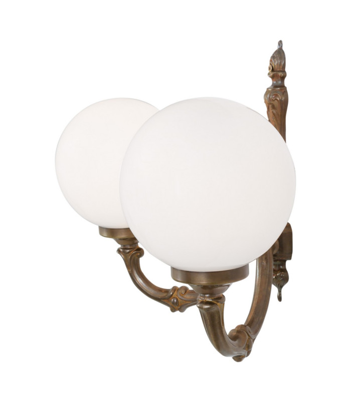 Ben 2 Arm Globe Wall Light Antique Brass-1