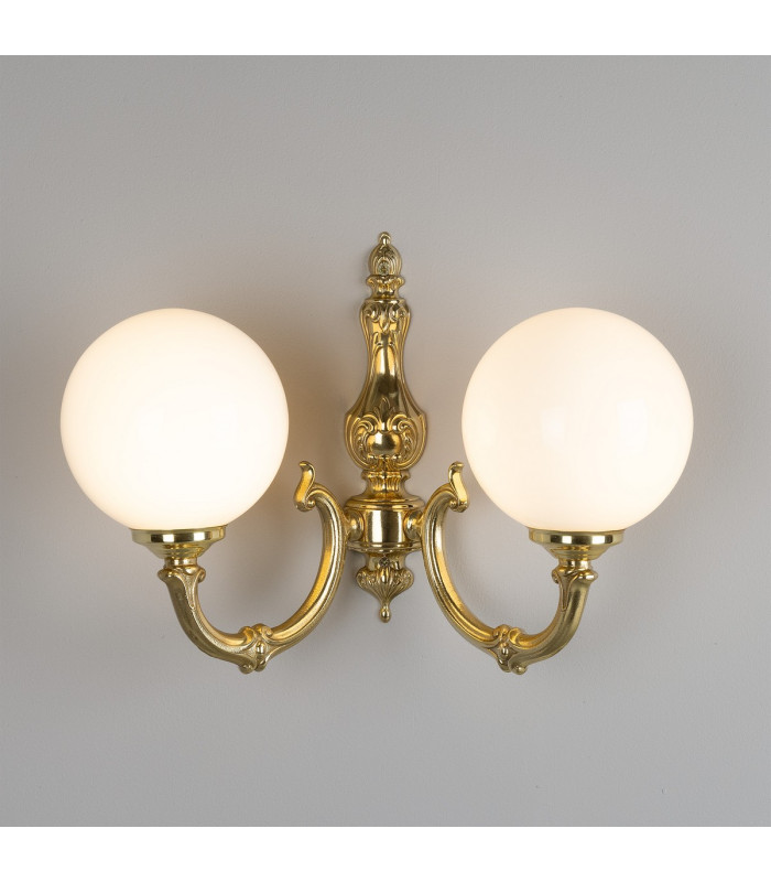Ben 2 Arm Globe Wall Light Polished Brass-1