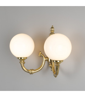 Ben 2 Arm Globe Wall Light Polished Brass-2
