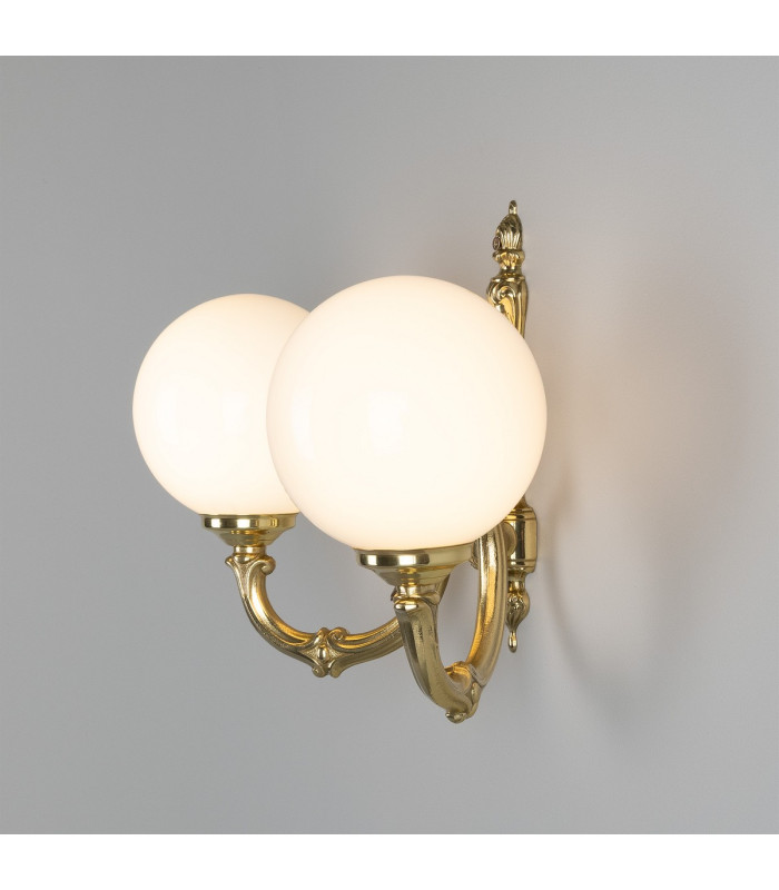 Ben 2 Arm Globe Wall Light Polished Brass-3