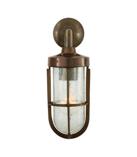 Cladach Outdoor Wall Light Antique Brass Crackled Glass IP65-1