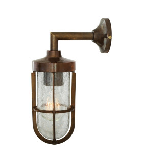 Cladach Outdoor Wall Light Antique Brass Crackled Glass IP65-2