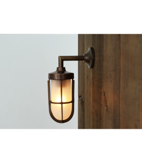 Cladach Outdoor Wall Light Antique Brass Frosted Glass IP65-1