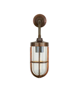 Carac Outdoor Wall Light Antique Brass Clear Glass IP65
