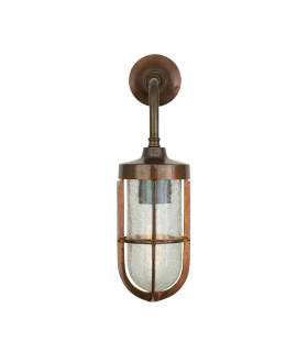 Carac Outdoor Wall Light Antique Brass Crackled Glass IP65