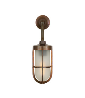 Carac Outdoor Wall Light Antique Brass Frosted Glass IP65