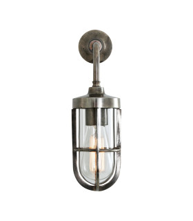 Carac Outdoor Wall Light Antique Silver Clear Glass IP65