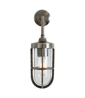 Carac Outdoor Wall Light Antique Silver Crackled Glass IP65-1