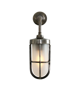 Carac Outdoor Wall Light Antique Silver Frosted Glass IP65