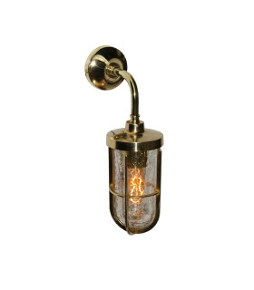 Carac Outdoor Wall Light Polished Brass Crackled Glass IP65