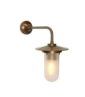 Florin Outdoor Wall Light Antique Brass Frosted Glass IP65