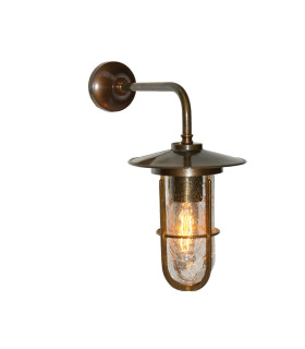 Lena Outdoor Wall Light Antique Brass Crackled Glass IP65