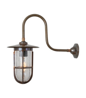 Fabo Outdoor Wall Light Antique Brass Crackled Glass IP65