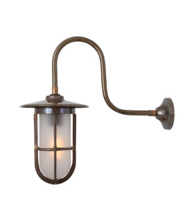 Fabo Outdoor Wall Light Antique Brass Frosted Glass IP65