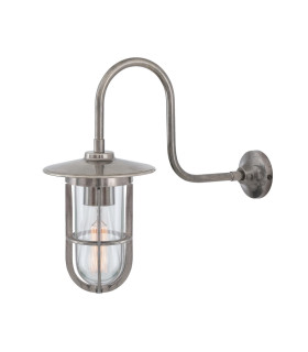 Fabo Outdoor Wall Light Antique Silver Clear Glass IP65