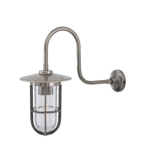 Fabo Outdoor Wall Light Antique Silver Crackled Glass IP65