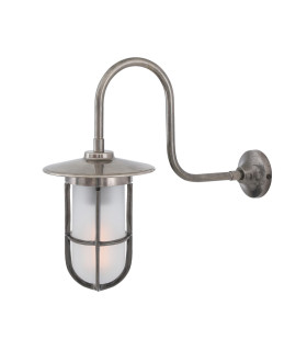 Fabo Outdoor Wall Light Antique Silver Frosted Glass IP65
