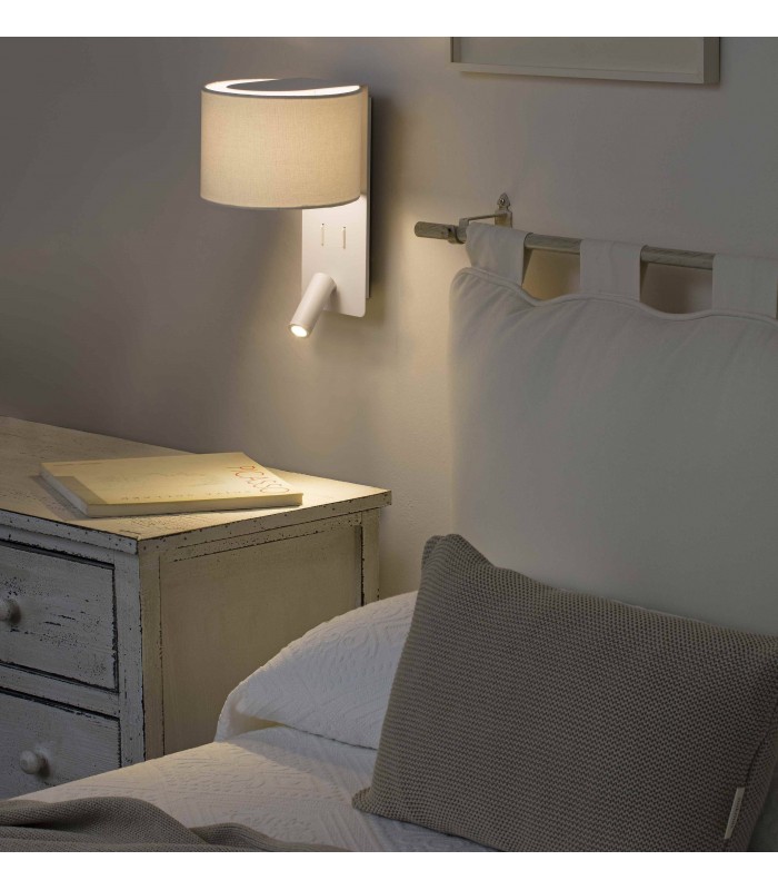 Wall Light White with Shade 1x E27 with Reading Light 3W - 2