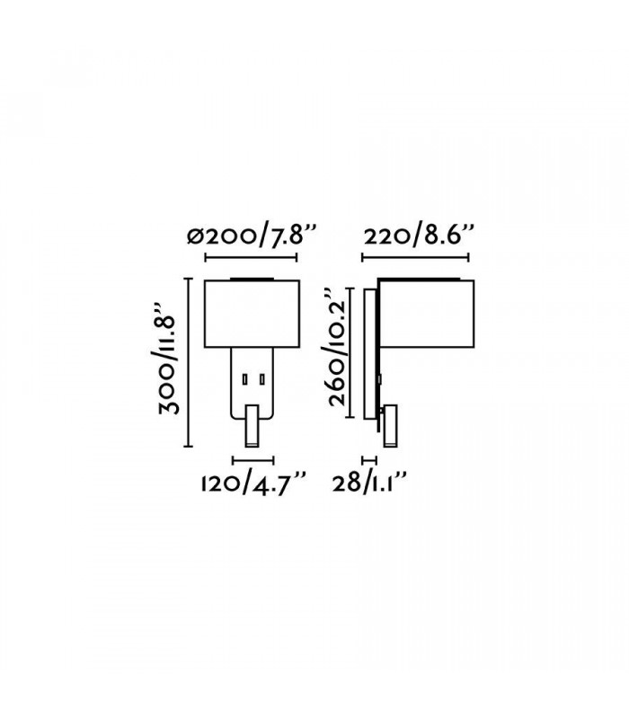 Wall Light White with Shade 1x E27 with Reading Light 3W - 3