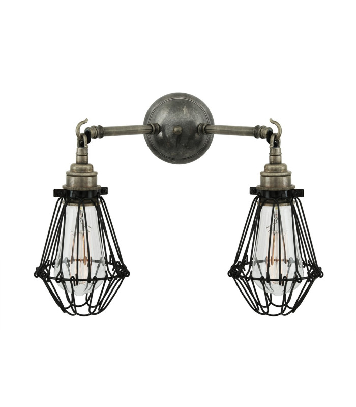 Rigo Wall Light Antique Silver Black Cage