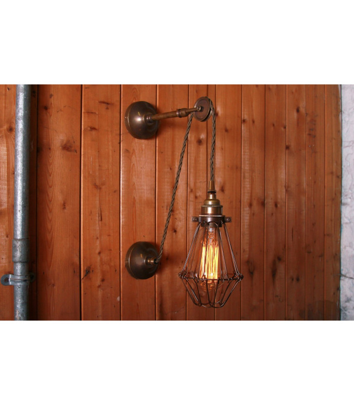 Apoch Wall Light Antique Brass Bronze Cage-1