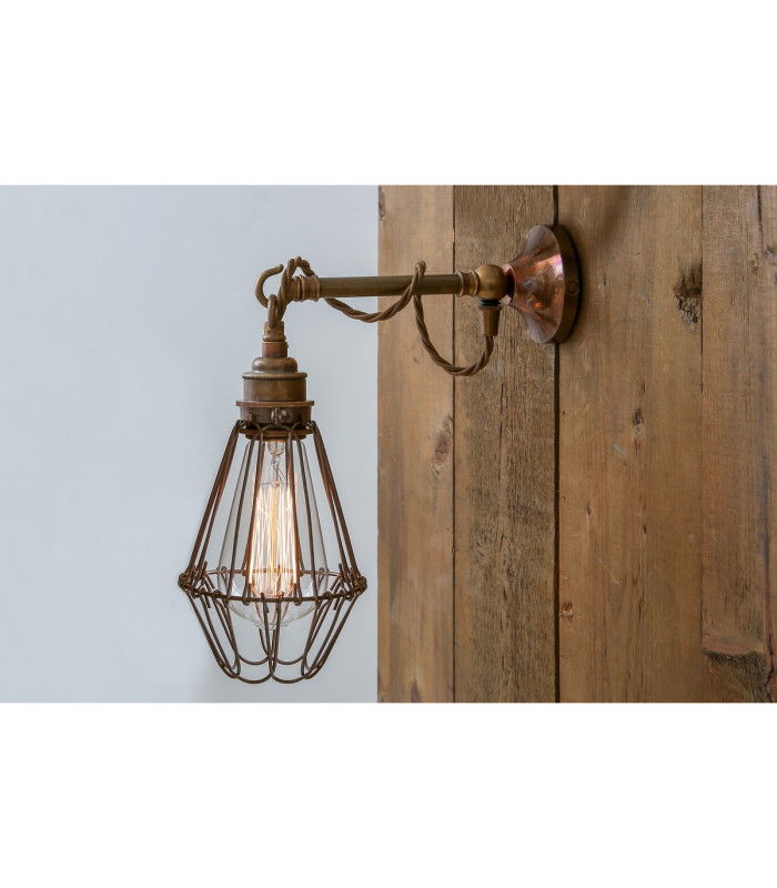 Edom Wall Light Antique Brass Bronze Cage-2