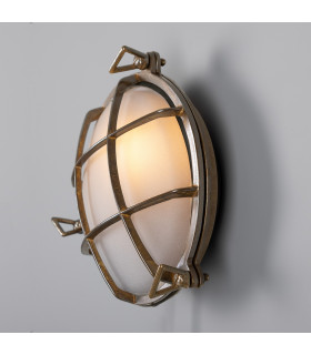 Evander Outdoor Marine Bulkhead Antique Brass Frosted Glass IP54-1