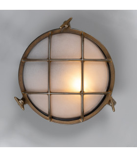Evander Outdoor Marine Bulkhead Antique Brass Frosted Glass IP54-2