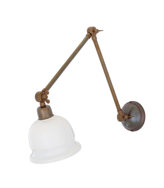 Nico Poster Light Antique Brass White Shade
