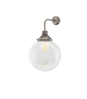 Bamako 25cm Globe Wall Light Antique Silver Clear Glass