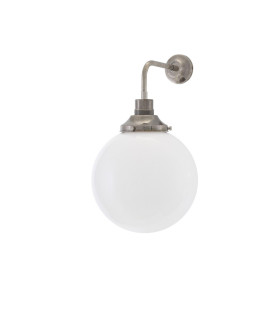 Bamako 25cm Globe Wall Light Antique Silver Opal Glass-1