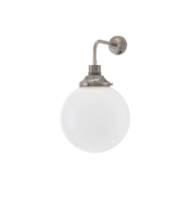 Bamako 25cm Globe Wall Light Antique Silver Opal Glass-1