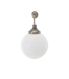 Bamako 25cm Globe Wall Light Antique Silver Opal Glass-2