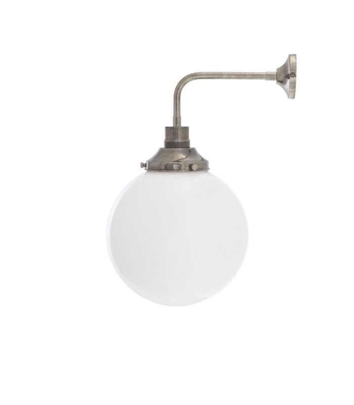 Bamako 25cm Globe Wall Light Antique Silver Opal Glass-3