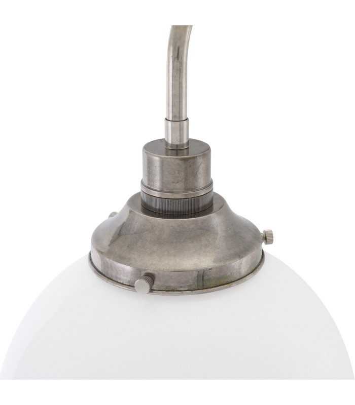 Bamako 25cm Globe Wall Light Antique Silver Opal Glass-4