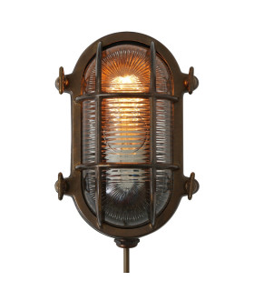 Ruben Outdoor Small Oval Bulkhead Antique Brass IP54-2