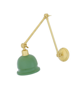 Nico Poster Light Satin Brass Green Shade