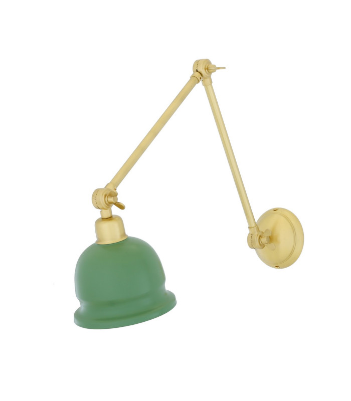 Nico Poster Light Satin Brass Green Shade