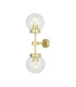 Grange Double Globe Wall Light Satin Brass Clear Glass-1