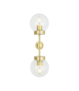 Grange Double Globe Wall Light Satin Brass Clear Glass-2