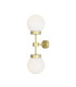 Grange Double Globe Wall Light Satin Brass Opal Glass-1