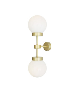 Grange Double Globe Wall Light Satin Brass Opal Glass-1