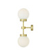 Grange Double Globe Wall Light Satin Brass Opal Glass-2