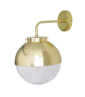Florence Globe Wall Light Polished Brass Clear Glass-1